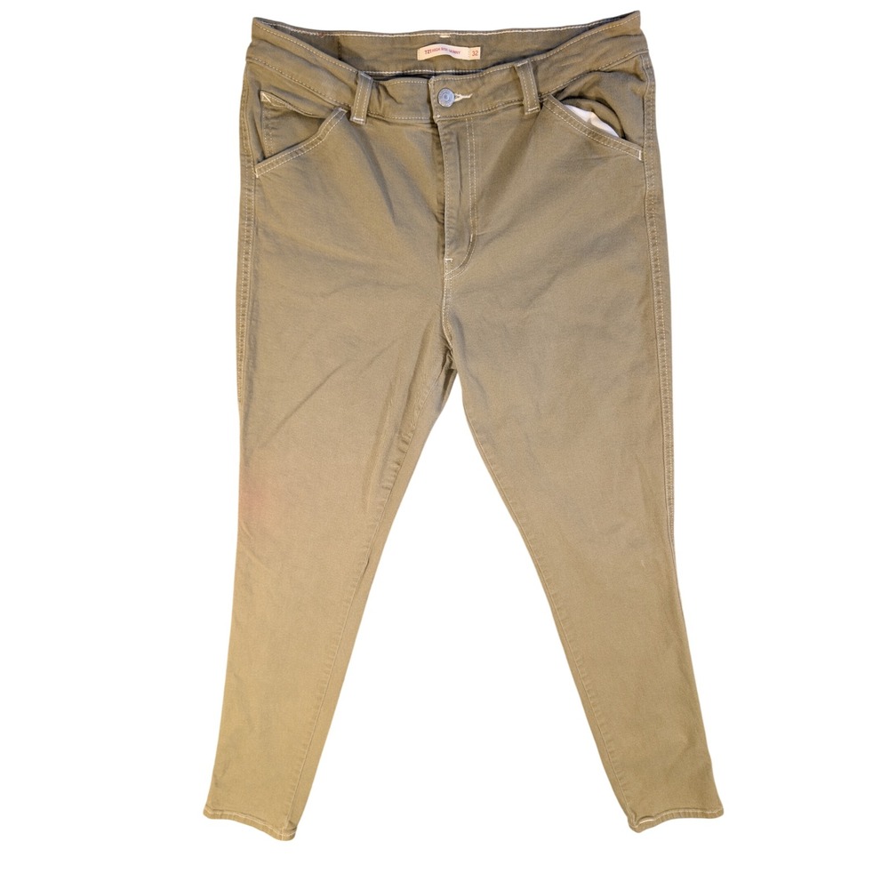 Levis Womens 721 High Rise Skinny Olive Green Cotton Utility Jeans Size 32 32x30